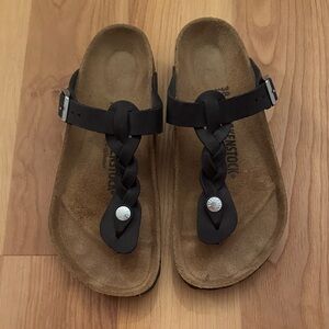 Birkenstock Black Braided Thong Sandals